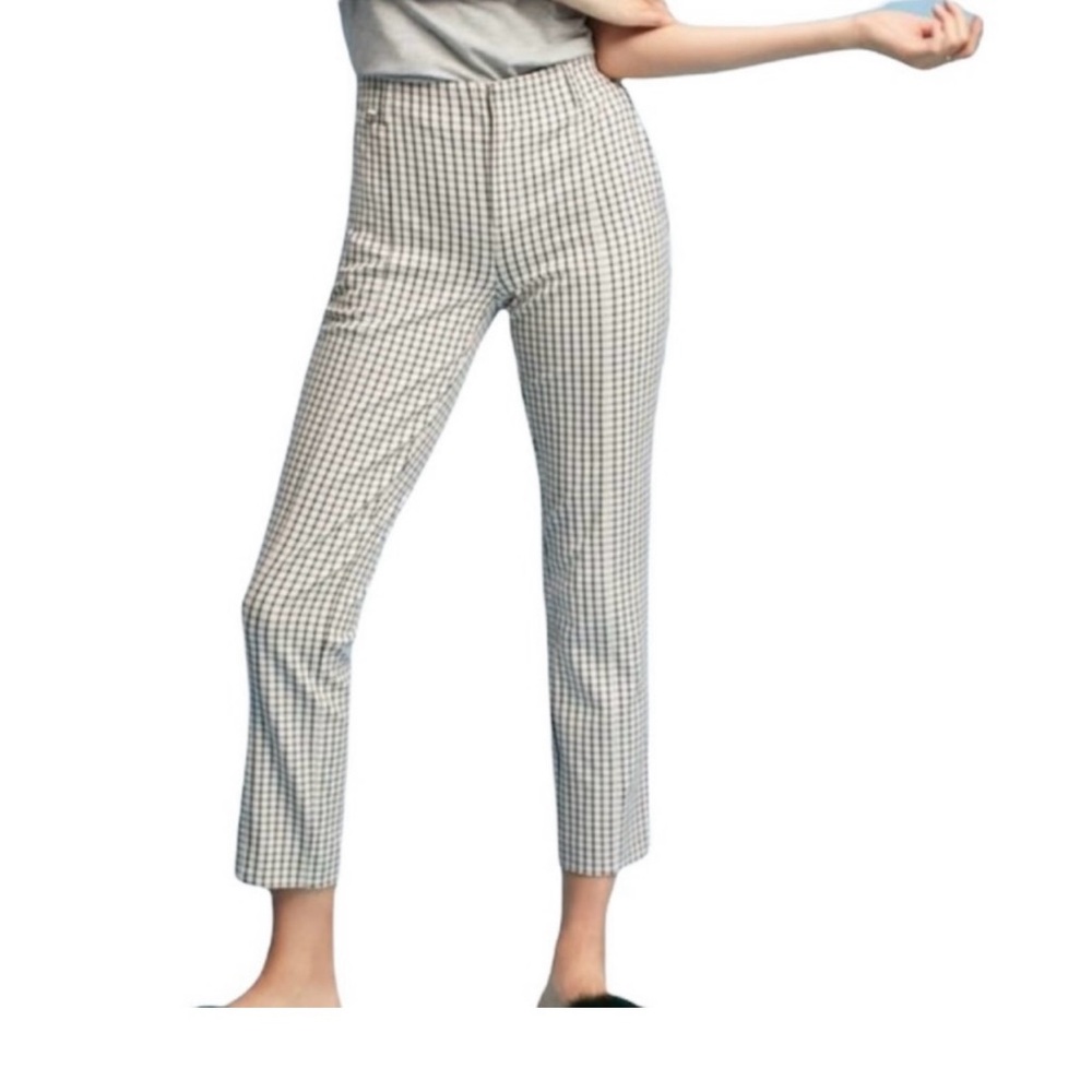 Anthropologie Black and White Checkered Cropped Pants